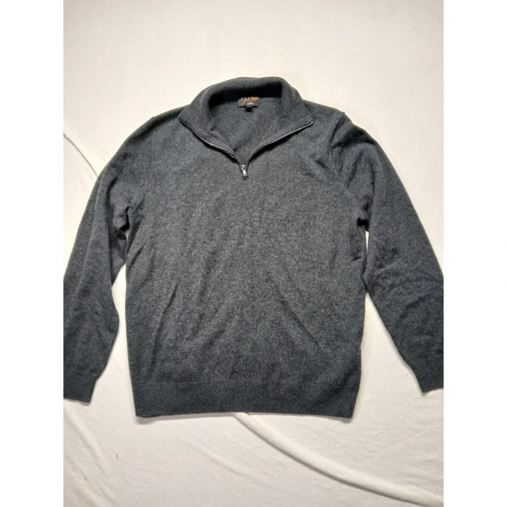 J.CREW Cashmere Sweater Mens Medium 1/4 Zip Pullover Jumper Blue‎ Soft